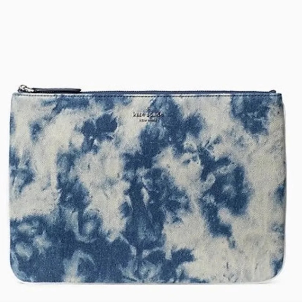 Kate Spade Jackson Jean Tye Dye Large Zip Denim Pouch NWT